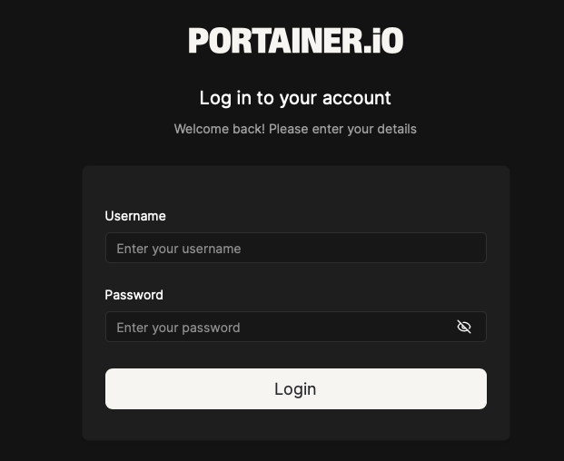 Portainer login page